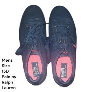 Sieze The Ground Polo by Ralph Lauren Mens Sneakers in Navy Pink Canvas Upper